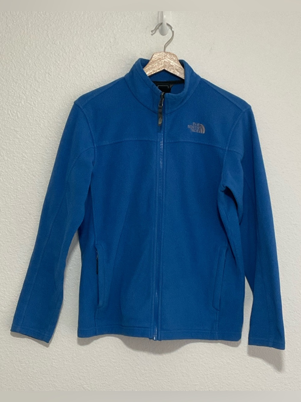 The North Face Fleece Jacket Kids Youth Boys L 14/16 Blue Full Zip Pockets